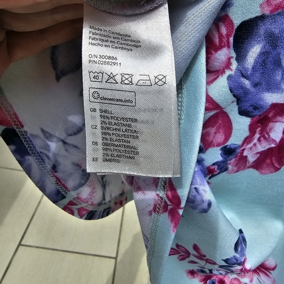 DIVIDED Fit & Flare Mini Dress–Light Blue w/ Floral Print Scoop Neck, Low V-Back - Picture 13 of 17